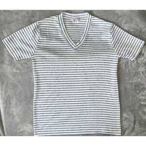 Vintage 60s K-Mart Womens M Knit Blend V-Neck Top Stretch Striped Japan Made